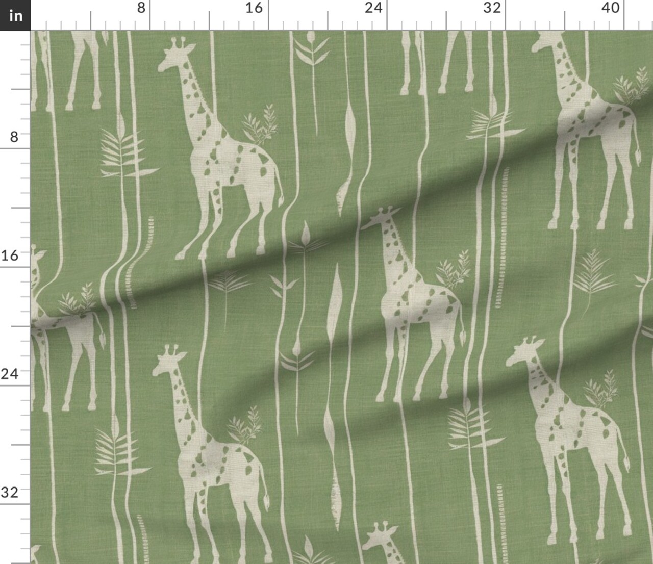 Exotic Wildlife African Safari Wild Animal Africa Safari Green Giraffe Leaves Zoo Animal Wild Custom Printed Fabric by Spoonflower Various Fabrics by the Yard or Fat Quarter